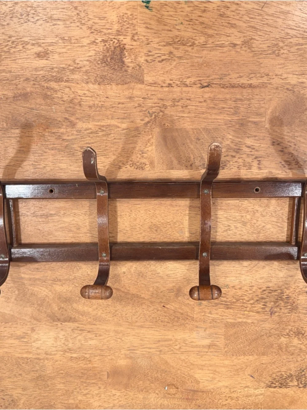 Vintage Bentwood 4 Hook Wall Mount Hat Coat Rack Thonet Style Dark Brown Wood